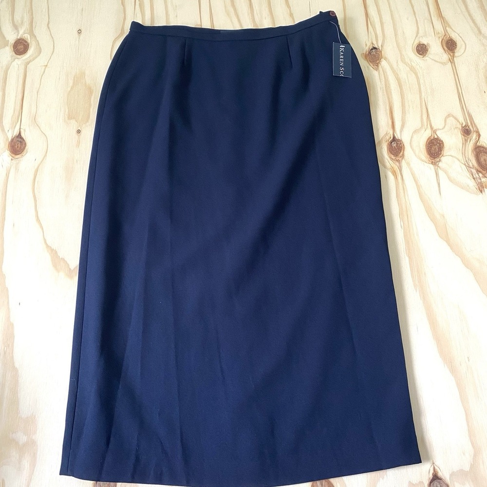 Karen Scott Women's 18 Navy Church Skirt Lined Straight Career Workwear Vintage